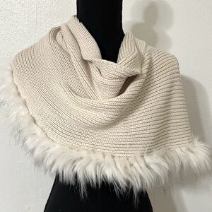 Cabi Women's Cream Faux Fur Trim Twist Infinity Scarf O/S